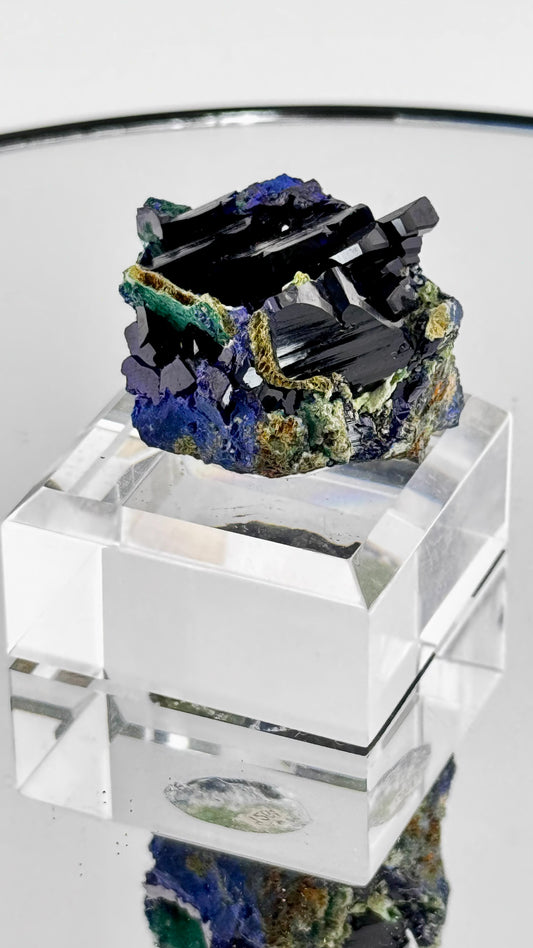 Azurit Malachit Tsumeb Namibia Vorderansicht- Kuratierte Kristalle 